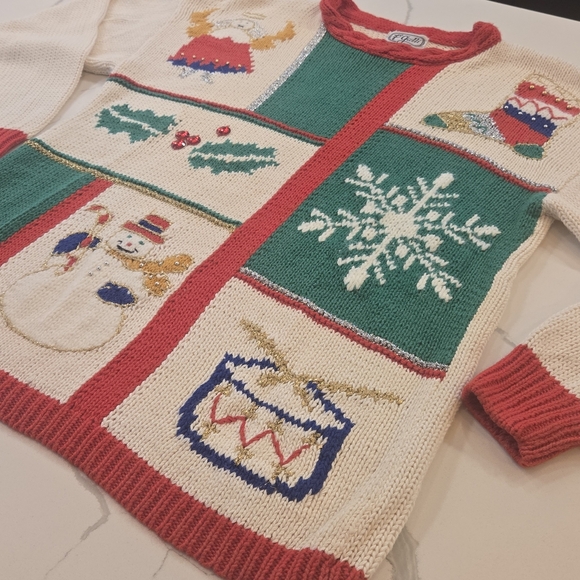 VTG Holiday Festive Ugly Christmas Angel Oversized Sweater Braided Medium - Picture 12 of 14